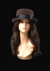 felt boater, felt hat ,felt hat women, wide brim hat , brown hat women