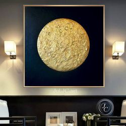 gold and black abstract wall art textured artwork original oil painting with golden metallic texture | modern wall decor