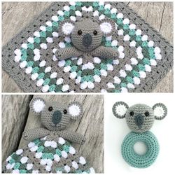 koala lovey (security blanket) and koala rattle crochet patterns bundle