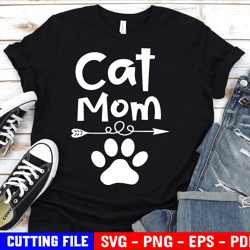 Cat Mom Svg, Cat Lover Cat Svg Cat Owner Shirt Svg Cat Gift Fur Mom Png Paw Print Svg For Cricut Svg For Silhouette