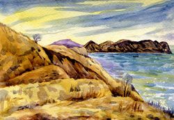 original watercolor painting seascape artwork gift hand painting