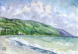 original watercolor painting seascape artwork 8x11 hand painting