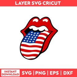 American Flag Tongue Svg, Tongue Svg, Lips Svg, Flag USA Svg, 4th Of July Svg, American Svg - Digital File