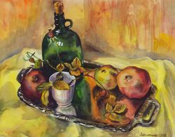 original watercolor painting still life artwork hand painting 16x20 inch