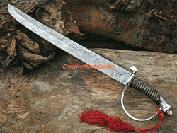 damascus cutlass sword silver sword art tactical sword master larp sword cosplay viking sword swords battle ready