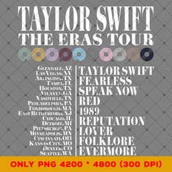 taylor swiftie eras png, ts swiftie album, taylor's version the eras tour 2023 concert sublimation design png digital pr