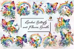 Rainbow Butterfly and Flowers Bundle