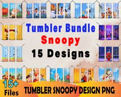 15 snoopy tumbler png bundle, snoopy png, tumbler sublimation