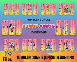 10 disney dunkie junkie tumbler png bundle, 20oz wrap png