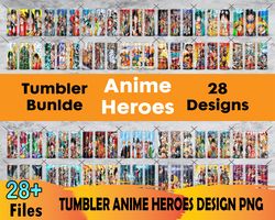 28 designs anime heroes tumbler bundle png, anime tumbler