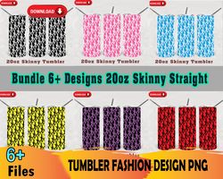 6 tumblers 20oz skinny bundle png, dior tumbler png, dior pattern