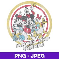 disney mickey and friends retro group shot v2 , png design, png instant download