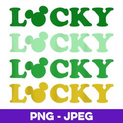 disney mickey and friends st. patrick's day lucky stack , png design, png instant download