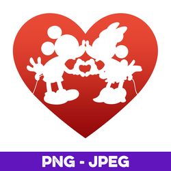 disney mickey and minnie heart kiss v1 , png design, png instant download
