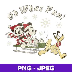disney mickey minnie and pluto oh what fun christmas sled v2 , png design, png instant download