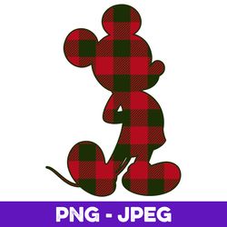 disney mickey mouse christmas plaid silhouette fill v1 , png design, png instant download