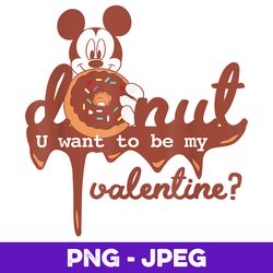 disney mickey mouse donut u want to be my valentine , png design, png instant download
