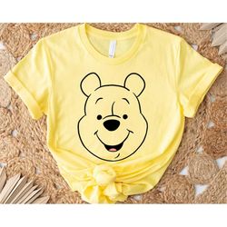 disney winnie the pooh pooh bear large happy face shirt, disneyland vacation trip, unisex t-shirt family birthday gift a