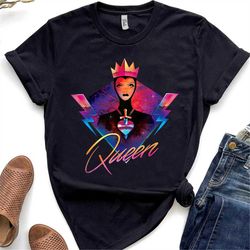 Disney Villains Evil Queen Neon 90s Rock Band Shirt, Disneyland Vacation Holiday Unisex T-shirt Family Birthday Gift Adu