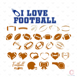 i love football bundle svg, sport svg, football lace svg, football monogram frame svg
