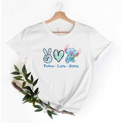 disney peace love stitch shirt, stitch shirt, disney stitch tee, gift for her, lilo and stitch tee, disneyworld shirt, c