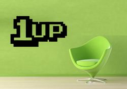 1 up, gamer sticker, video game, computer game, game play, wall sticker vinyl decal mural art decor