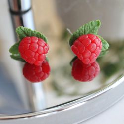 raspberry earrings studs fruit earrings cottagecore earrings summer earrings