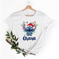 stitch christmas shirt, ohana stitch christmas shirt, stitch holiday shirt, stitch disney xmas shirt gift