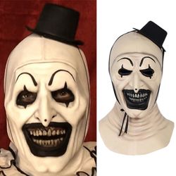 joker mask black hat terrifier art the clown cosplay latex mask halloween no box