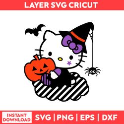 Halloween Kitty Svg, Hello Kitty Svg, Bat Svg, Pumpkin Svg, Kawii Kitty Svg, Halloween Svg - Digital File