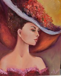 lady in a hat. mood painting. original painting