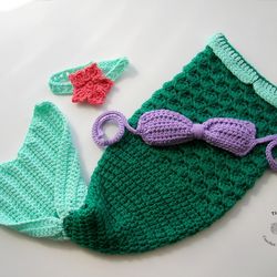 crochet pattern - baby mermaid outfit | princess ariel baby costume crochet pattern | sizes newborn - 12 months