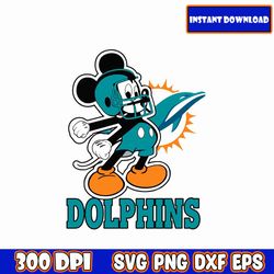 mickey football, miami dolphins mickey svg, football, sublimation design, digital illustration, instant download
