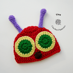 crochet pattern - hungry caterpillar hat, crochet halloween hat, baby photo prop, sizes from baby to adult