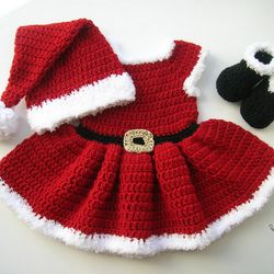 crochet pattern - mrs. santa baby outfit | christmas baby dress costume crochet pattern | sizes newborn - 12 months