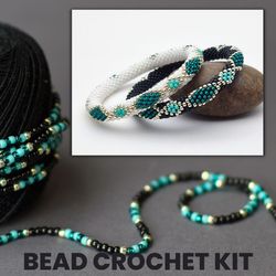 friendship bracelet making kit, creative hobbies, supplies kit, friendship gifts, diy jewelry, bead crochet kit bracelet