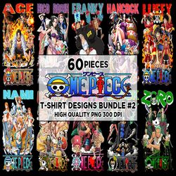 60 one piece anime t-shirt designs bundle 2