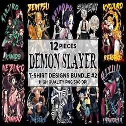 12 demon slayer anime t-shirt designs bundle 2