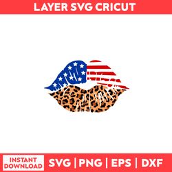 Leopard American Flag Lips Svg, Leopard Svg, Lips Svg, Flag USA Svg, Flag Lips Svg - Digital File
