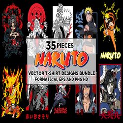 35 naruto anime vector t-shirt designs bundle