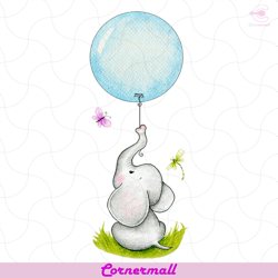 small elephant with blue balloon png, trending png, animal png, elephant png, balloon png
