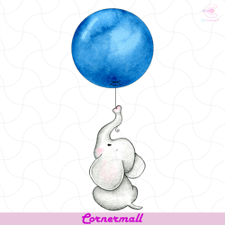 baby elephant with navy blue balloon png, trending png, animal png, elephant png, balloon png