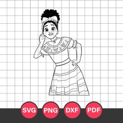 dolores madrigal outline svg, dolores encanto svg, encanto svg, disney svg, png dxf pdf digital file