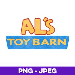 disney pixar toy story al's toy barn distressed logo v1 , png design, png instant download