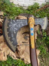 kratos god of war axe, viking axe hatchet, hand forged stainless steel leviathan axe ,norse axe, celtic axe, best gift