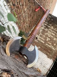 hand made viking throwing axe ,hand forged mini double-headed bearded axe, norse axe, celtic axe, gift for men, him