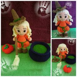 crochet pattern of lilly, the witch girl, accessories pdf by ternura amigurumi