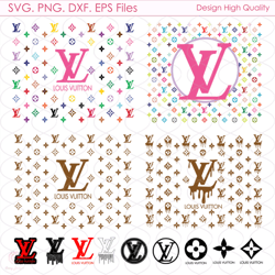 Louis Vuitton Bundle Svg, LV Lips Svg, LV Pattern, LV Mickey