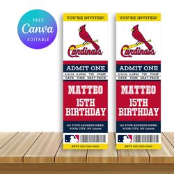 St. Louis Cardinals Baby Shower Ticket Style Sports Party