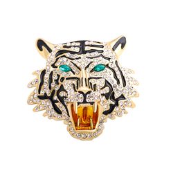 tiger brooch, wild cat jewelry, animal lover gift, statement pin, casual